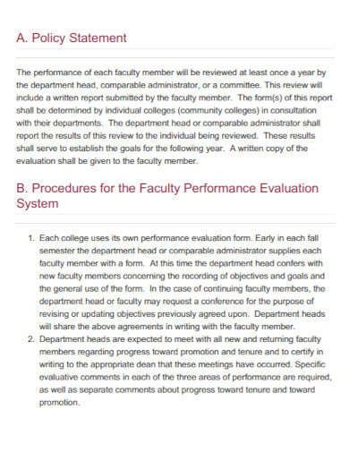 university faculty performance evaluation