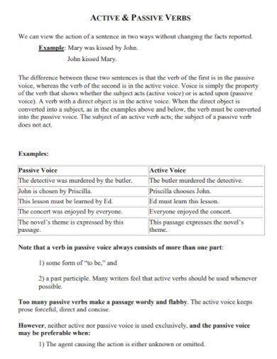 active and passive verbs