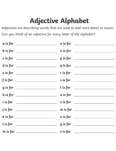 adjective alphabe