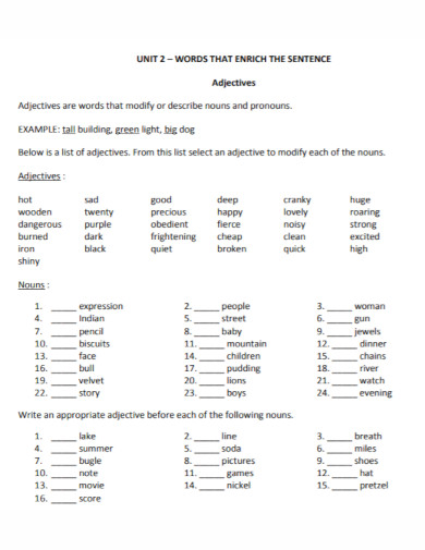 adjectives word