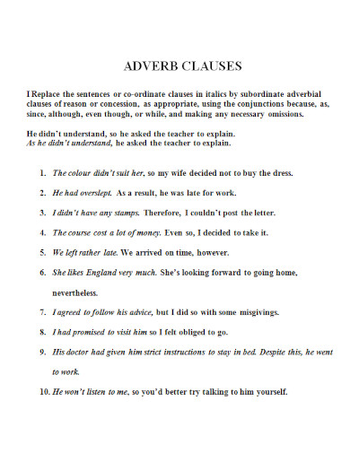 adverb clauses in doc