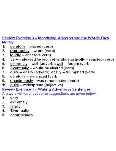 adverb review exercise