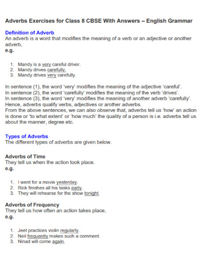 adverbs exercises for students