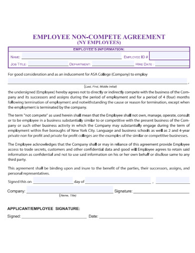 basic employee non compete agreement