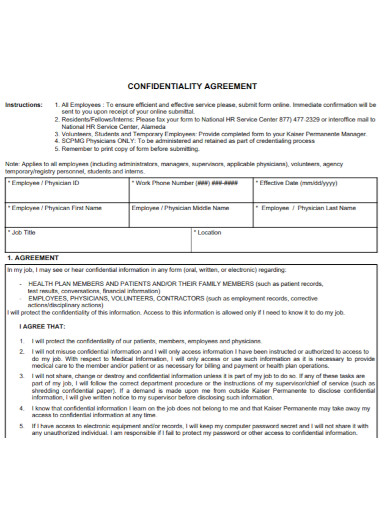 basic hr confidentiality agreement