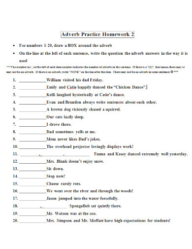 basic practice on adverbs