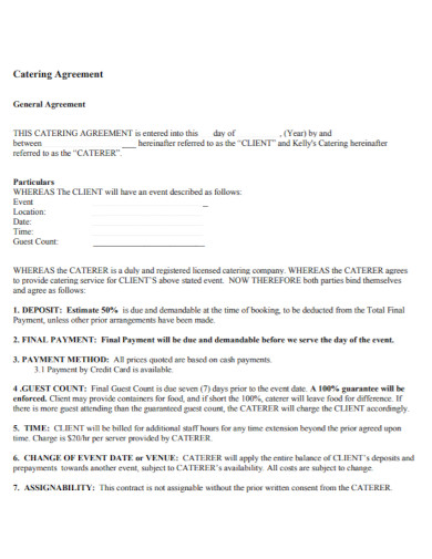 catering contract agreement in pdf
