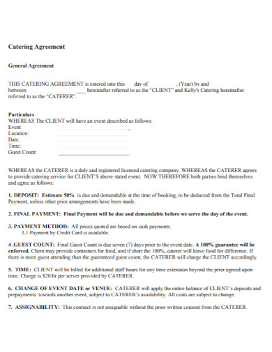 Catering Contract Agreement - 10+ Examples, Format, Pdf | Examples