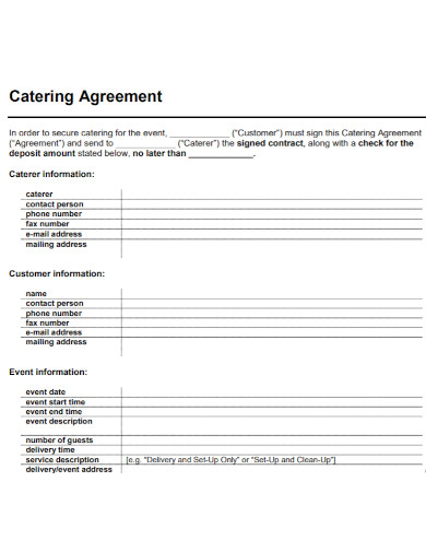 catering signed contract agreement