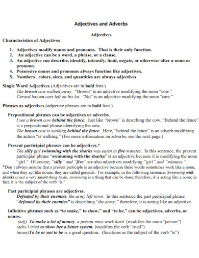 characteristics of adjectives
