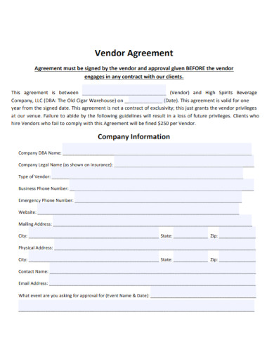 company vendor contract agreement