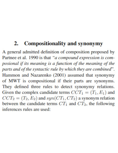 compositionality and synonymy