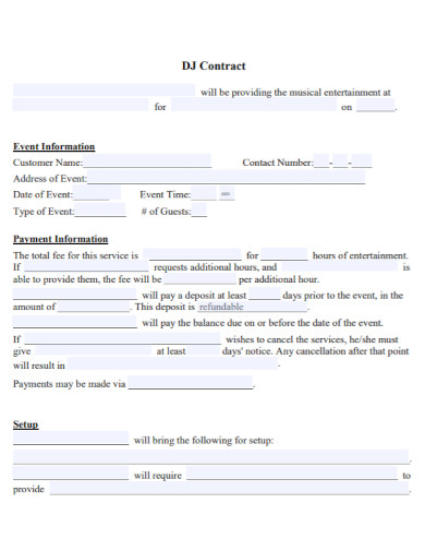 customer dj event contract