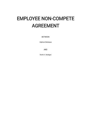 employee non compete agreement template