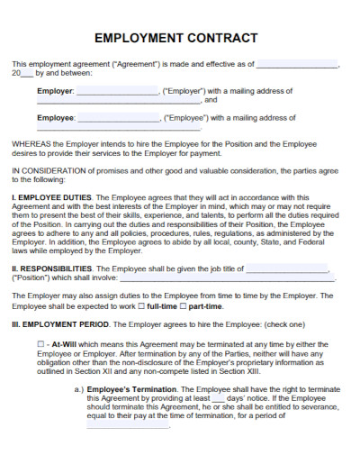 Contract Employment Agreement - 10+ Examples, Format, Pdf | Examples