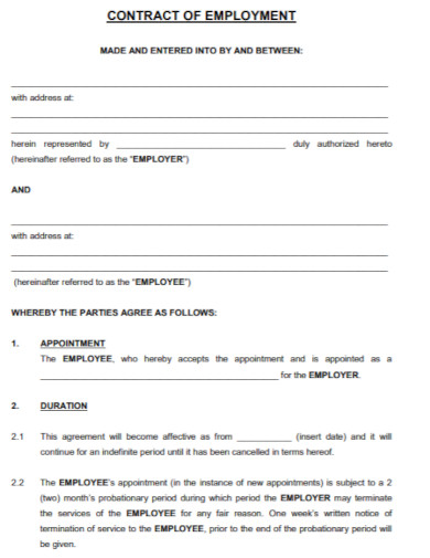 general contract employment agreement