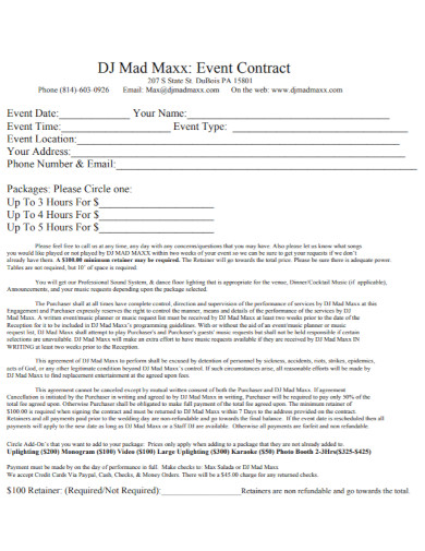 general dj event contract