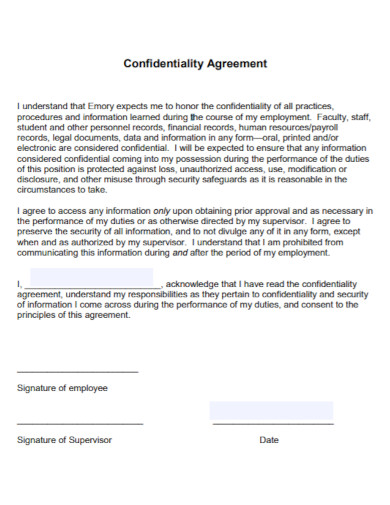 general employment confidentiality agreement