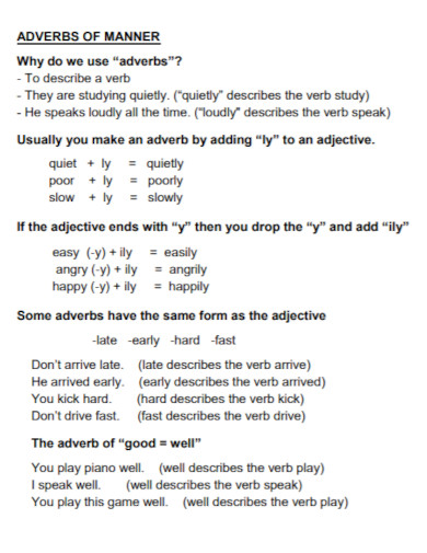 grammar adverbs of manner