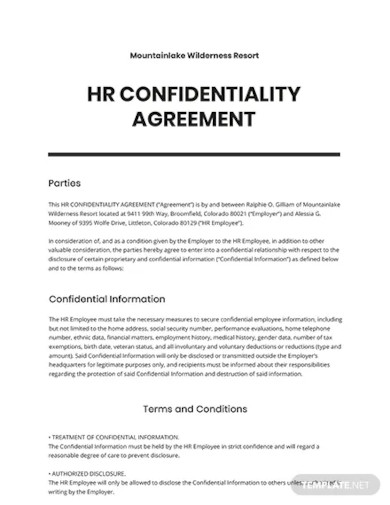 hr confidentiality agreement template