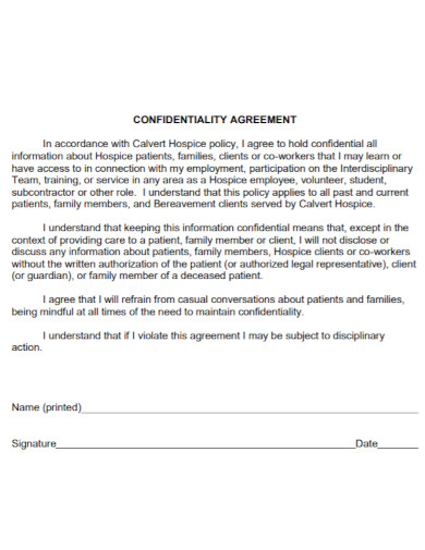 hr volunteer confidentiality agreement