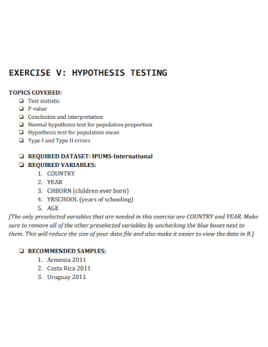 hypothesis exercise