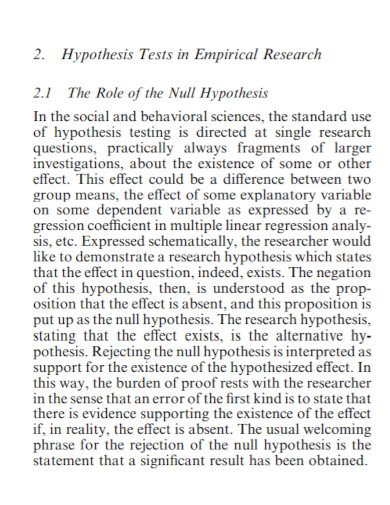 hypothesis tests in empirical research