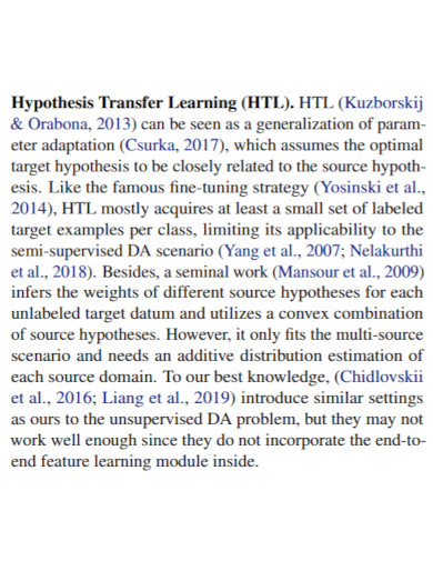 hypothesis transfer learning