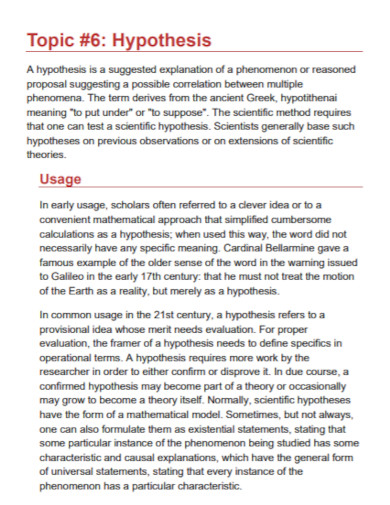 hypothesis usage