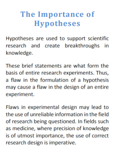 importance of hypothesis
