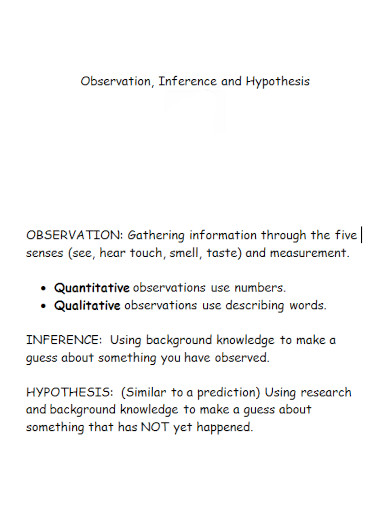 observation inference and hypothesis