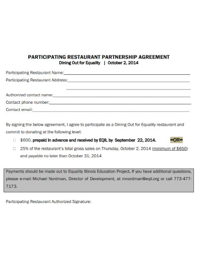 participating restaurant partnership agreement