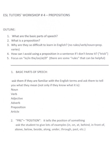 parts of speech preposition