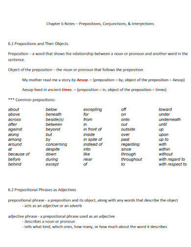 preposition notes