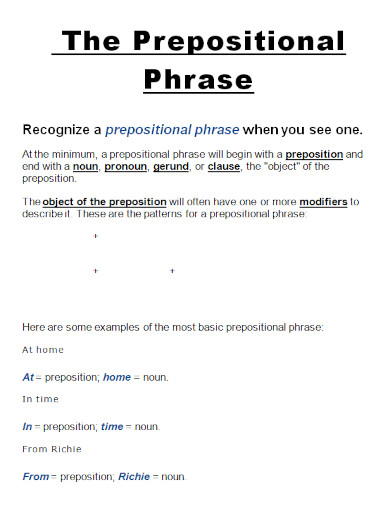 preposition phrase in doc