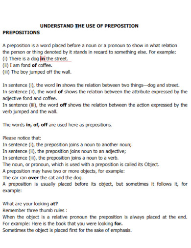 preposition uses