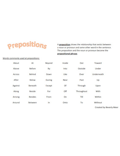 preposition words