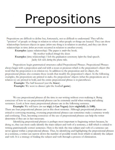 prepositions with examples