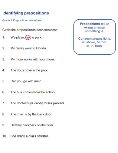 school prepositions