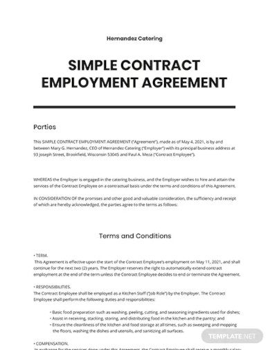 Contract Employment Agreement - 10+ Examples, Format, Pdf | Examples