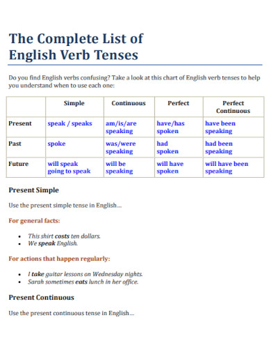 simple verbs