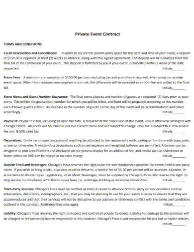 standard private event contract