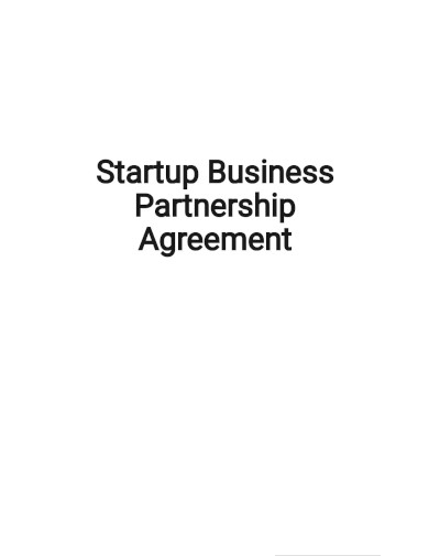 startup business partnership agreement template