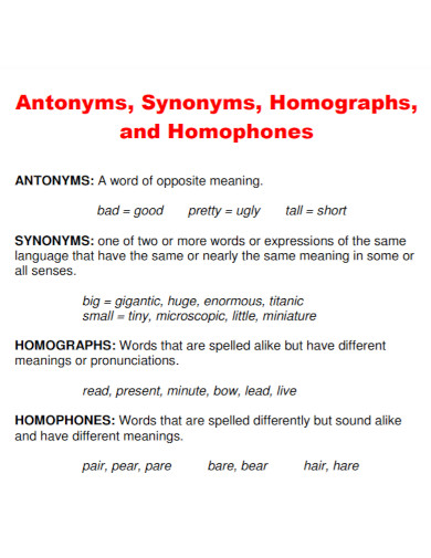 synonym example