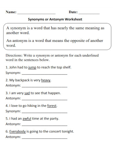 Synonym - 100+ Examples, Format, Pdf | Examples