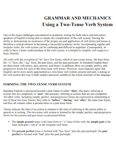 two tense verb system
