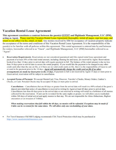vacation rental lease agreement in pdf