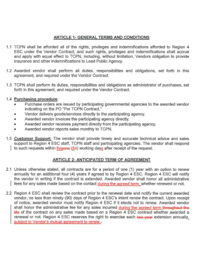 vendor contract agreement in pdf
