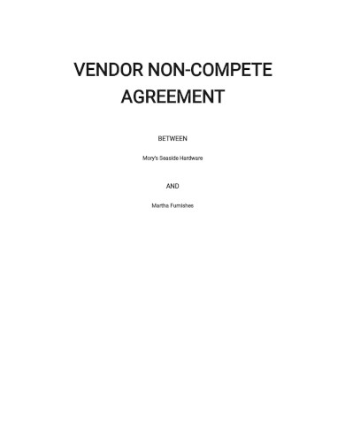 vendor non compete agreement template