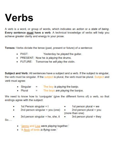 verb sentences
